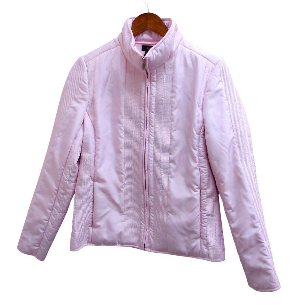Eivissa Light Pink Quilted Zip Up Fleece lined‎ Jacket Women's Size L /#1338